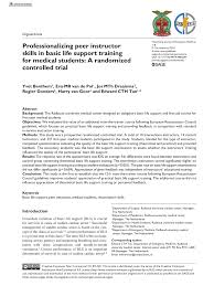 Basic life support can be done by anybody who has received bls training. Pdf Professionalizing Peer Instructor Skills In Basic Life Support Training For Medical Students A Randomized Controlled Trial
