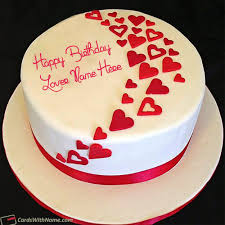 Birthday Cake With Name And Photo Edit Option Hearts Birthday Cakes For Lover Name Generator Cakes With Name Generator Online Birthday Cake Birthday Cake For Him Cool Birthday Cakes