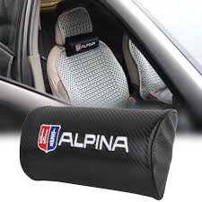 1pc Alpina Pattern Carbon Fiber Car Seat Neck Cushion Pillow Headrest For Bmw Headrest Car Seats Carbon Fiber