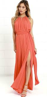 Coral Maxi Dress Perfect Summer Wedding Guest Dress Weddingattire Wedding Guest Dresses Coral Maxi Dresses Orange Maxi Dress Maxi Dress Formal