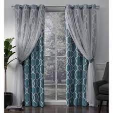 Carmela 52 In W X 96 In L Layered Sheer Blackout Grommet Top Curtain Panel In Turquoise 2 Panels Eh8263 04 2 96g The Home Depot Grommet Top Curtains Home Curtains Curtains