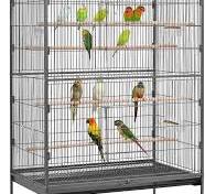 Yaheetech Grande Cage Oiseau sur Pied Volière Canaries Perroquet Grosses  Perruches Cacatoès Ara Cage à Oiseaux sur roulettes 2 Étages avec Support  ...