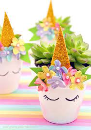 Unicorn Planter Magical Diy Succulent Plant Pot Idea Unicorn Crafts Unicorn Flowers Unicorn Craft