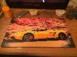 Custom Lamborghini Portrait This Is Made Entirely Of Perler Beads If You Would Like To Get Your Own Custom Piece Head Over To Our Site Www Artistic Avenue Com