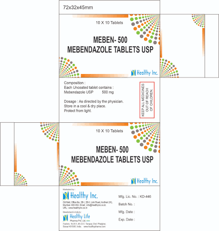 Mebendazole Tablet 500mg - Drug Type: Generic Drugs at 530.00 INR at Best Price in Mumbai | Healthy Inc.