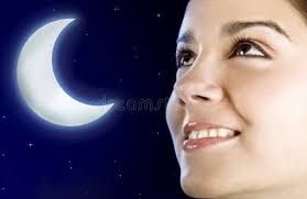 547 Woman Look Moon Stock Photos