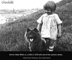 Actress Betty White in 1928 with a childhood chow and with actor Joel  Marston and his Chow