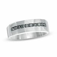Men S 1 2 Ct T W Enhanced Black Diamond Band In 10k White Gold Zales Black Diamond Bands Gold Diamond Band Mens Wedding Bands White Gold