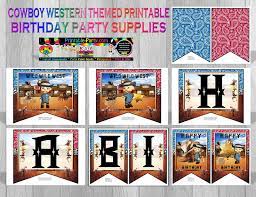 11 printed on 2 sides; Cowboy Western Theme Party Decorations