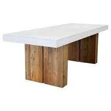Cooper Modern Rectangular White Concrete Teak Base Outdoor Dining Table Small Concrete Dining Table Teak Dining Table Modern Dining Table