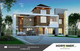 This sophisticated modern farmhouse plan has a broad front porch with a shed roof with exposed rafter tails. 4 Bedroom House Plans Kerala Style Architecture Indian House Plans Modern House Plans 4 Bedroom House Plans