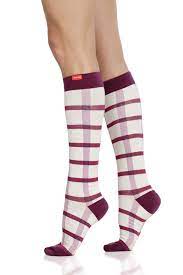 Vim Vigr 15 20 Mmhg Compression Socks Cotton In Cream Raspberry Box Plaid Compression Socks Socks And Hosiery Fall Style Guide