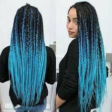 Black Box Braids With Color Tips Ombre Turquoise Box Braids Hair Braiding Tips Triangleboxbraids Braided Hairstyles For Black Women Hair Styles Braids For Black Women
