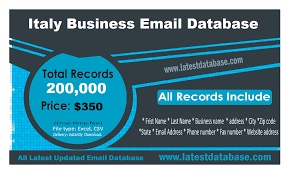 Extensive database for prevalent records. Italy Email List Buy Business Email Address Latest Mailing Database