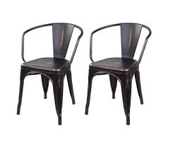 Amazon Com Gia Metal Dining Chairs With Back Set Of 2 Antique Vintage Bronze Tolix Style Loft Appearance Read Metal Dining Chairs Dining Chairs Chair