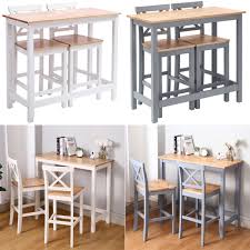 Whether you want to start the day in comfy breakfast bar stools or end the night with tall drinks on sleek bar stools, we have ones to suit your style. Kitchen Set Bar Table 2 Stools Chairs Breakfast Dining Desk Solid Wood High Unit Ebay