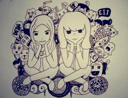 Membuat gambar doodle art yang bertemakan nama sebenarnya adalah salah satu contoh termudah dalam membuat gambar doodle. Gambar Doodle Sahabat Terkini Banget