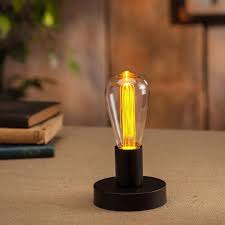 4 X 7 Etched Led Plastic St64 Metal Base Battery Operated Accent Lamp With Timer Edison Bulb Lamp Edison Bulb Battery Operated Lights