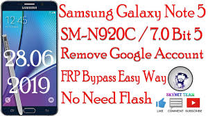 Steps to flash firmware file on galaxy note. Samsung Galaxy Note 5 Sm N920c Android 7 0 U5 Google Account Remove By Skynet Team