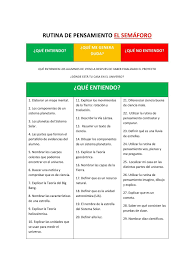 Plantilla El Semaforo Aprendizaje Emocional Pensamientos Pensamiento Visible