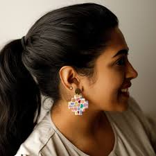 Buy Handmade Colorful Light Clay Earrings. See Through- Stain Glass Like  Effect Dangles. Personalized Gifts. Free Domestic Shipping. Online in India 