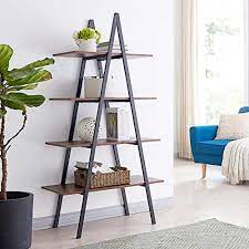 Save 15% in cart on select furniture with code july. Glitzhome 4 Tier Industrial Bookshelf Modern A Frame Ladder Shelf Bookshelf Wood Metal Frame Bookcase Open Shelf Display Rack Storage Organizer Freestanding Plant Stand For Home Office Brown Black Buy Online At Best Price In