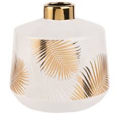 White Ceramic Vase With Gold Palm Tree Print H18 Maisons Du Monde With Images White Ceramic Vases Ceramic Vase Palm Tree Print