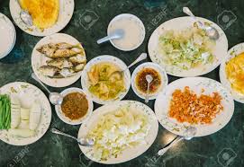 Some fat is usually left on the skin, and the curing process helps the rind attain its typical puffed and crispy texture. Top View Of Local Thai Rice Porridge With Side Dish Stock Photo Picture And Royalty Free Image Image 59219405