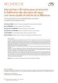 Maybe you would like to learn more about one of these? Pdf Interventions Infirmieres Pour Promouvoir La Fidelisation Des Donneurs De Sang Une Revue Rapide Et Realiste De La Litterature