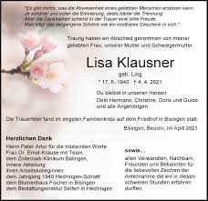 She is calm and super knowledgeable. Traueranzeigen Von Lisa Klausner Schwarzwalder Bote Trauer