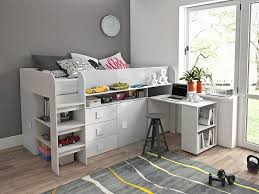 Etagenbett / hochbett mit schrank pati ist ein echter platzwunder. Hochbett Mit Schreibtisch Telly 1 Weiss Qmm Traummoebel