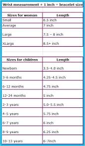 bracelet size chart bracelet size chart bracelet size