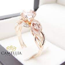 14k Rose Gold Morganite Engagement Ring Calla Lily Design Morganite Ring U Morganite Engagement Ring Rose Gold Nature Inspired Engagement Ring Engagement Rings
