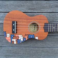 Crazy Cat Lady Ukulele Hand Painted Ukuleles Personalised By Coral Flamingo Painted Ukulele Ukulele Art Ukulele Design