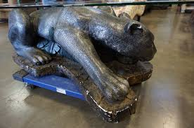 Do not contact me with unsolicited services or offers Large Ceramic Panther Glass Top Coffee Table