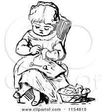 Baby Blanket Clipart Black And White Free Vintage Sewing Images Clipart Of A Retro Vintage Black And White Girl Sewing Royalty Free Clip Art Pictures Free Clipart Images Clip Art Borders