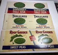VINTAGE MIXED LOT OF THREE CANNED SWEET PEAS PAPER CAN LABELS GREAT GRAPHICS