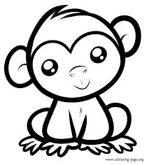 Monkeys A Cute Baby Monkey Sitting Coloring Page Easy Animal Drawings Monkey Coloring Pages Monkey Drawing Cute