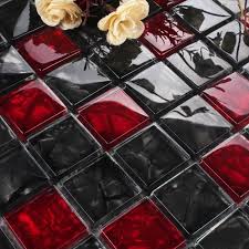 Brick glass tile kitchen backsplash. Luxury Black Red Crystal Glass Mosaic Tile For Kitchen Backsplash Bathroom Fireplace Diy Cabinet Wall Brick Decoration Mosaic Making Aliexpress