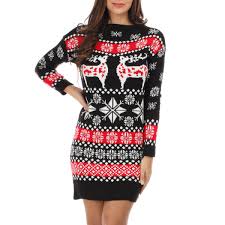 Découvrez nos pulls de noël femme à motif renne, flocons, british kitsch ou jacquard. Robe Pull Jacquard De Noel Noir Et Rouge