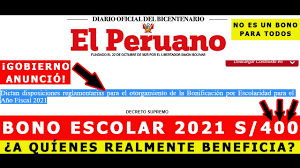 La bonificación por escolaridad no está afecta a los descuentos por cargas sociales, fondos especiales de retiro y aportaciones al sistema privado de pensiones. Bono Escolar De 400 Soles Solo Para Estos Beneficiarios Quienes Seran Los Beneficiarios Del Bono Youtube