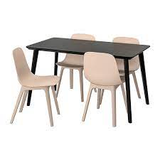 Odger/Lisabo Table And 4 Chairs, Black/Beige, 140X78 Cm | Ikea Indonesia