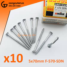 10 vít bê tông không tắc kê Unika Nhật mũ bằng 5mm x 70mm F-570-SDN