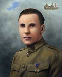 Here is the 24 by 30" oil portrait of SGT Fred G. Benning, unveiled by MG  Tuley and me