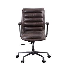 Acme Furniture Zooey Distress Chocolate Top Grain Leather Executive Office Chair 92558 The Executive Office Chairs Industrial Office Chairs Top Grain Leather