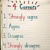 In the four corner debate esl conversation activity, students move to different parts of the room depending on their viewpoint. 1