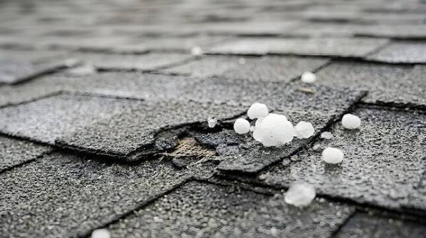 Close-up of a shingle roof surface