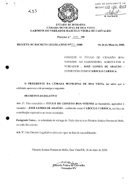 ESTADO BE RORAIMA CAISt4R4 MUNICIPAL BE BOA VISTA GABINETE DO VEREABOR  MARCELO VIEIRA BE CAR VALHO Processo 11.0 075 08 PROJIET