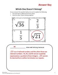 1 can be represented as 1/1 or as negative 2 over negative 2 or as 10,000/10,000. 8th Grade Pre Algebra Rational Irrational Numbers Writing In Math Freebie