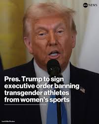 REPOST• @abcnews NEW: Pres. Trump is expected to sign an executive order  Wednesday banning transgender athletes from participating in women's  sports, senior administration officials told ABC News, fulfilling a promise  that was